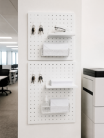Organisateur mural en métal blanc pour clés et sacs, système de rangement pour entrée, couloir et buanderie