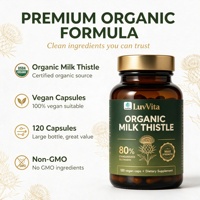 LuvVita Chardon-Marie 80% Silimarine Complément de Soutien Hépatique Extrait 30:1 Force Maximale Végétalien Sans OGM 120 Capsules ODM/OEM