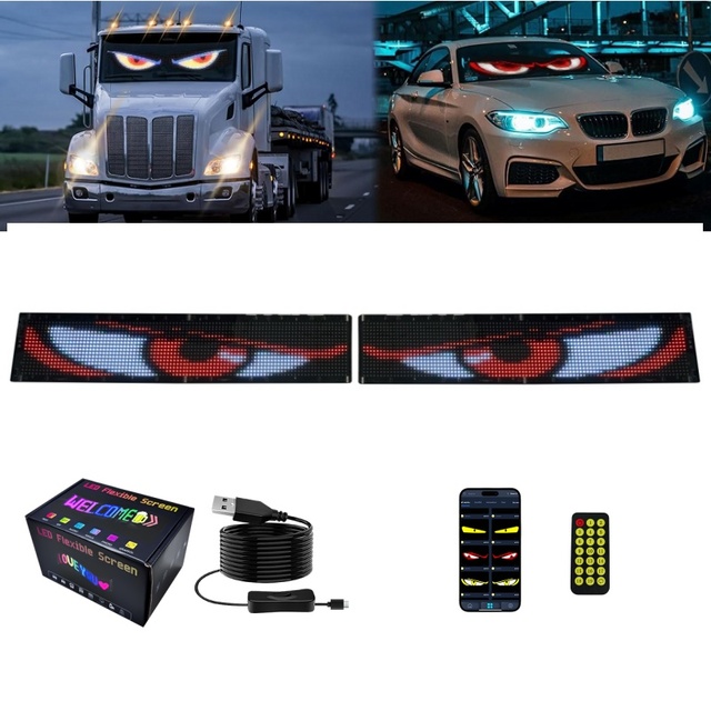 Dynamic Animated Devil Eyes LED Display for Cars Trucks Wireless App Control Outdoor/Indoor Use RGB Panel Blinking Lights 1-Year