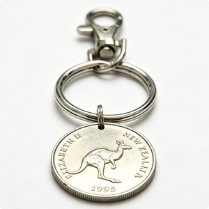 Llavero de Moneda de Plata de Nueva Zelanda 1995 con Canguro, Colgante Redondo Vintage Hecho a Mano de Metal, Souvenir - Product Image 6
