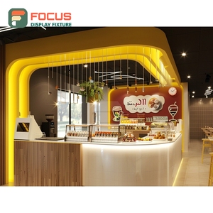 Professional Coffee Service <b>Counter</b> Checkout Shelf Condiment Station Walnut Cafe <b>Counter</b> Display - Product Image 4