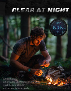 NORTH EDGE ALPS <span class=keywords><strong>Montre</strong></span> numérique en nylon pour hommes Shock Sports Super Light Outdoor Compass Waterproof 50M Wristwatches - Product Image 5