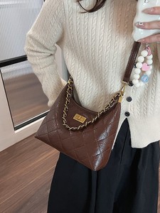 Wholesalenew phong cách PU của phụ nữ Vai Túi với dây chuyền hình thoi, dây kéo Hasp, polyester lót, không thấm nước, mùa thu thời trang <span class=keywords><strong>a2025</strong></span> - Product Image 4