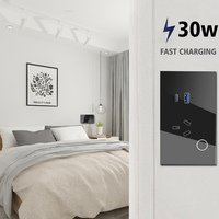 Commutateurs de maison intelligents Prise USB Interrupteur mural WiFi Tuya 16A PD30W Charge rapide Standard australien Interrupteurs et prises intelligents