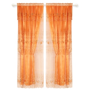Cortinas con diseño floral de doble capa bordadas elegantes superventas de EE. UU. para ventanas, cortina de tul con cenefa - Product Image 1