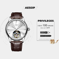 AESOP Luxury Fashion Herren Mechanische Uhr Automatisches Tourbillon-Uhrwerk Luminous 3ATM Water proof Steel Watch Herren geschenk