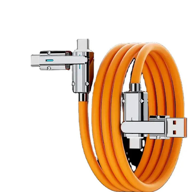 4 in 1 Fast Charging PD 120W 6A 1M Multi USB Type C to C Silicone Cord Data Cable Multi Usb 4 in 1 Charging Cable