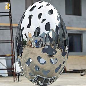 Resong bán buôn lớn Sliver thép không gỉ Hollow Trứng điêu khắc cho ngoài trời trang trí sân vườn - Product Image 4