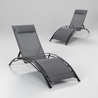 Chaise longue commerciale à cadre en aluminium à 4 positions avec tissu en fronde pour les salons des hôtels du patio extérieur