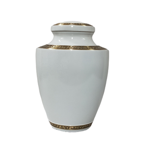 Urnes de crémation en métal et souvenirs avec urnes de décoration funéraire à bande sculptée dorée brillante - Product Image 1