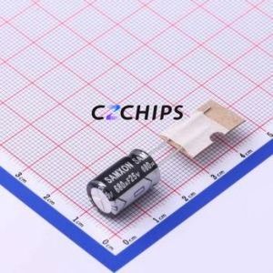 Condensador Electrolítico de Aluminio de Montaje Pasante ESK687M1EG16TC, Componente de Montaje Pasante (THT), D10xL16mm 680uF 20% 25V 5mm - Product Image 1