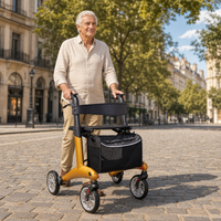 Déambulateur pliant en fibre de carbone avec siège, largeur 65,5 cm, 6,4 kg, capacité 136 kg, certifié CE UKCA ISO 13485