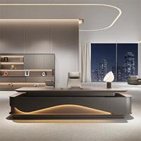 Ensemble de bureau de direction en bois en forme de L convertible de luxe avec un design moderne