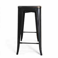 Tabouret de bar empilable à prix d'usine, finition noire vieillie, tabouret de comptoir carré en métal