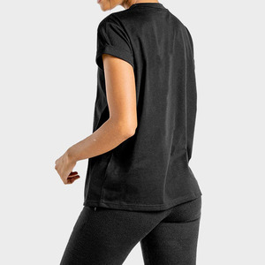 Top d'été en coton respirant personnalisé T-<span class=keywords><strong>shirt</strong></span> en coton peigné lourd à col ras du cou pour femmes - Product Image 3