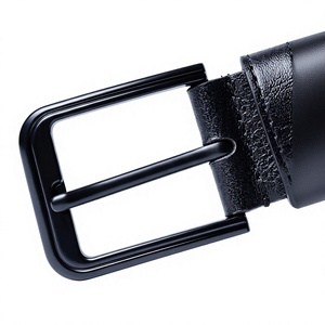 Ceinture en cuir de vachette pour homme ELYSIAN INDUSTRIES avec boucle carrée en alliage, logo personnalisé, style formel, haute qualité, largeur 3,4 cm - Product Image 3
