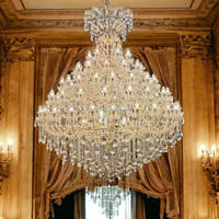 Grand lustre en cristal pour hall d'hôtel, salle de banquet, lustre en cristal de grande taille pour plafonds hauts, villa, lustre long, large et de grande taille