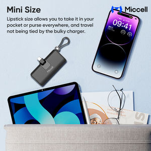Batterie externe universelle Miccell Mini Ultra Slim étanche Li-Polymère avec affichage numérique 5000mAh PD 22.5W <span class=keywords><strong>Charge</strong></span> rapide - Product Image 4