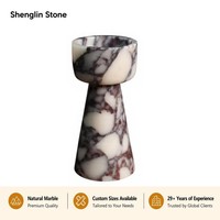 Porte-bougie en marbre naturel de luxe, support de bougie moderne fait main en Calacatta Viola, décoration intérieure pour villa, mariage, maison