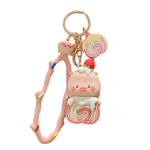2025 bolso de dibujos animados para hombres y mujeres colgante coche llavero regalo creativo al por mayor PVC Piggy lindo postre llavero - Product Image 2