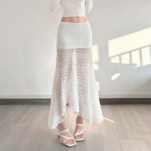 Vestido Maxi Asimétrico con Volantes y Parches de Encaje, Cintura Alta, Estilo A-Line, Ecológico, Ajustado, para Vacaciones, Playa, Fiesta, Estilo Y2K Chic de Verano - Product Image 3