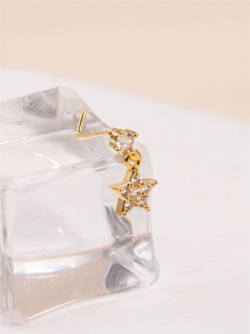 Piercing al Naso a Forma di L con Pendenti per Donne, Gioielli per Piercing al Naso con Stella in Zirconia Cubica e Cristallo - Product Image 5