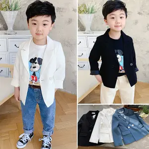 2021 spring girls blazers black white boys jacket kids plain solid casual outfit children clothes wholesale