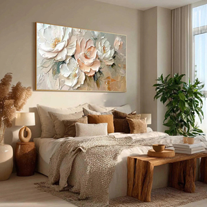 Floral Texture Minimalist Wall Arts Large <b>Canvas</b> Hand painted <b>Framed</b> Oil Painting Indoor home decor gift for housewarming - Product Image 2