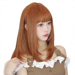 Perruque synthétique de cosplay Lolita Bobo orange longue et droite de 40 cm, résistante à la chaleur, pour Halloween et fêtes, vente en gros - Product Image 1