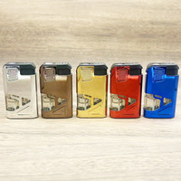 Briquet coupe-vent en gros avec logo personnalisé, impression UV, coque en silicone et métal électroplaqué, rechargeable, flamme directe