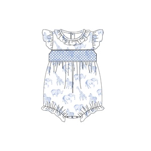 Châu Phi in động vật em bé chị em smocked trẻ em quần áo bông rung tay áo trẻ mới biết đi cô gái mùa hè Dresses với <span class=keywords><strong>smock</strong></span> - Product Image 2
