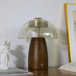 Lámpara de mesa minimalista de cristal con base de madera maciza, fuente de luz LED con control táctil para dormitorio, estudio, oficina, iluminación de escritorio - Product Image 5