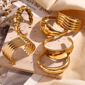 ITA Dreamshow Brazaletes de Acero Inoxidable, Joyería de Diseño Grueso y Llamativo, Joyería de Acero Inoxidable Chapada en Oro de 18k - Product Image 6