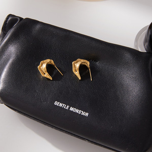 Wave <b>Cuff</b> <b>Earrings</b> 18K Gold Plated Stainless Steel Hollow Design Everyday Wear Jewelry for Women - Product Image 4