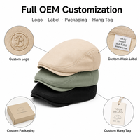 Gorra plana de algodón con logo personalizado para mujer, estilo Ivy Newsboy, color liso, gorra tipo boina con visera de pico de pato, gorro informal para otoño e invierno para mujer