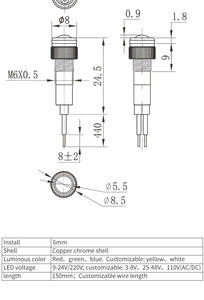 6 मिमी मिनी सूचक प्रकाश एकल रंग प्रकाश। चुनने के लिए 5 रंगः लाल, हरा, नीला, पीला और सफेद - Product Image 6