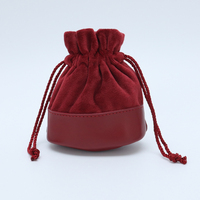 Sac de Maquillage en Gros en PU et Velours, Pochette Organisateur Personnalisable avec Logo, Sac Cadeau à Fond Rond pour Bijoux avec Cordon de Serrage
