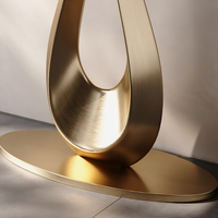Table d'appoint murale semi-circulaire en marbre faite à la main, style luxe léger haut de gamme, console d'entrée moderne et artistique pour villa