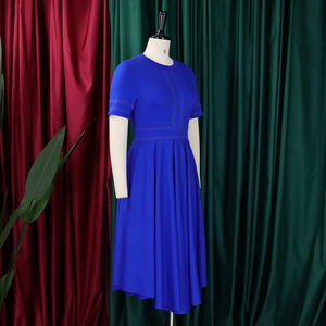 Ultimo Design Abiti Estivi da Donna Casual Eleganti a Vita Alta Linea A Tinta Unita a Maniche Corte Vestiti Africani - Product Image 3