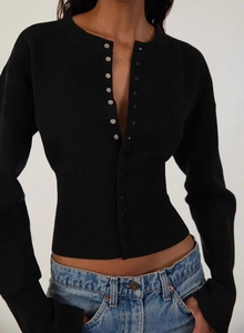 <span class=keywords><strong>Pull</strong></span> en tricot côtelé pour femme à manches longues avec logo personnalisé - Product Image 5