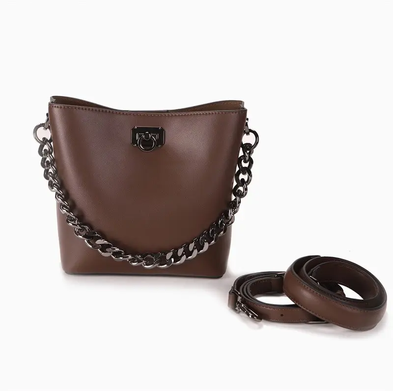 Yuhong Bucket Woman Fashion Handbag Popular PU Leather Lady Crossbody Bag Elegant Brown Tote Shoulder Bag