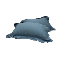 Housse de coussin à volants en chanvre 100% avec dentelle, couleur unie, lot de deux pour salon – Offre Spéciale