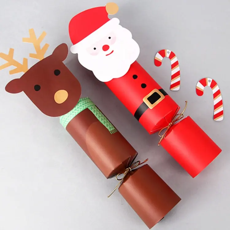 بالجملة علب ورقية على شكل حلوى الكريسماس للحلويات والبسكويت علبة هدايا سانتا كلوز علبة هدايا عيد الميلاد علبة مزخرفة