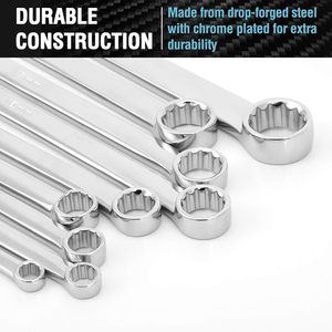 Jeu de clés à cliquet extra longues 9 pièces, clés métriques à double embout avec organisateur d'outils en mousse EVA 8 10 12 13 14 16 17 19 22 M - Product Image 3