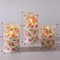 Bougie pilier en verre à la cire de paraffine sans flamme LED 3D Mermei - Bougie LED écologique à piles pour la décoration de la maison