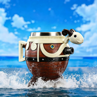 Mug à bière en résine 3D en forme de bateau pirate, insert en acier inoxydable, ornement et récipient à boisson double usage pour la décoration de bar à domicile