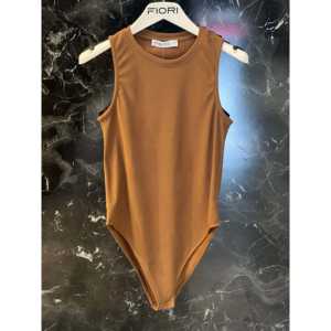 ชุดบอดี้สูทถักแขนกุดคอกลมยืดได้สำหรับผู้หญิงสไตล์มินิมอลสำหรับทุกฤดูกาล - Product Image 1