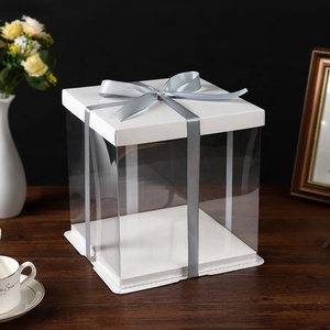 Transparent Plastic Cake <b>Boxes</b> with Lids Mini UV Advantage PET Material Square Shape Embossed Matt Laminated Cake Packaging - Product Image 4
