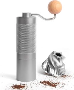 Moulin à café manuel portable avec corps en alliage d'aluminium, meule en acier inoxydable 420, pour usage domestique, mini moulin à expresso avec poignée en bois - Product Image 1