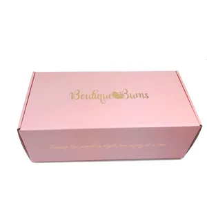 custom silver logo pink cosmetic cardboard corrugated mailer shipping box